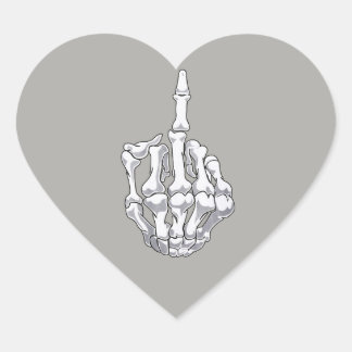 スケルトン中指のステッカー ハートシール