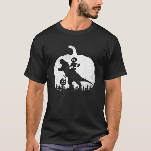 スケルトン乗用恐竜ハロウィーンTレックス衣装B Tシャツ (正面)