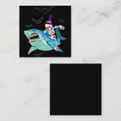 スケルトン乗馬おもしろいサメ熱狂する – ハロウィーンギフト スクエア名刺 (正面/裏面)