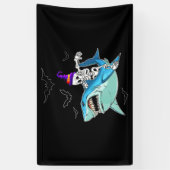 スケルトン乗馬おもしろいサメ熱狂する – ハロウィーンギフト 横断幕 (縦)