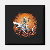 スケルトン乗馬シャーク怠惰ハロウィーンのおもしろい衣装 マグネット (正面)