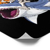 スケルトン乗馬シャーク面白いハロウィーンのコスチューム少年 ポスター (角)