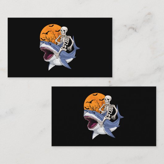 スケルトン乗馬シャーク面白いハロウィーンのコスチューム少年 名刺 (正面/裏面)