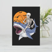 スケルトン乗馬シャーク面白いハロウィーンのコスチューム少年 招待状 (スタンド正面)