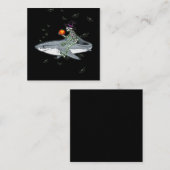 スケルトン乗馬シャーク – 面白いハロウィーンシャークギフト スクエア名刺 (正面/裏面)