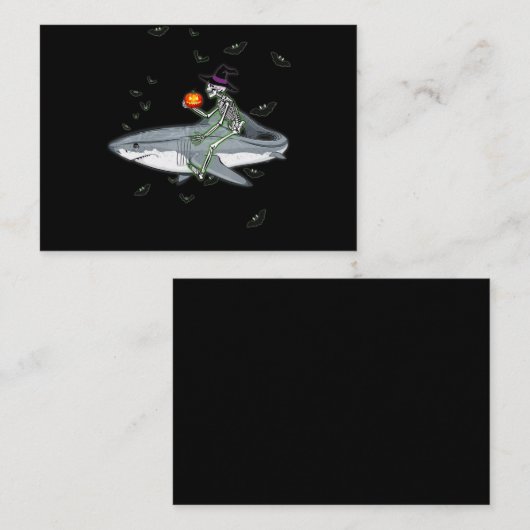 スケルトン乗馬シャーク – 面白いハロウィーンシャークギフト 名刺 (正面/裏面)