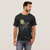 スケルトン乗馬ミイラサメ面白いハロウィーンかぼちゃ Tシャツ (正面フル)