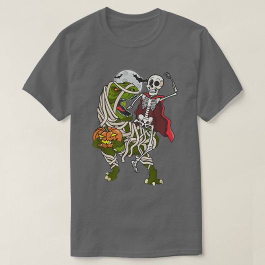スケルトン乗馬ミイラ恐竜ハロウィーンT再ポンプ Tシャツ (デザイン正面)