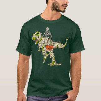 スケルトン乗馬ミイラ恐竜レックスハロウィンおもしろい Tシャツ