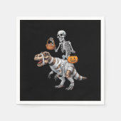 スケルトン乗馬ミイラ恐竜Tレックスハロウィンおもしろい スタンダードカクテルナプキン (正面)