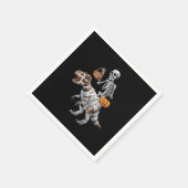 スケルトン乗馬ミイラ恐竜Tレックスハロウィンおもしろい スタンダードカクテルナプキン (角)