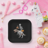 スケルトン乗馬ミイラ恐竜Tレックスハロウィンおもしろい ペーパープレート (パーティー)