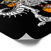 スケルトン乗馬ミイラ恐竜Tレックスハロウィンおもしろい ポスター (角)