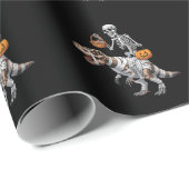 スケルトン乗馬ミイラ恐竜Tレックスハロウィンおもしろい ラッピングペーパー (ロールコーナー)