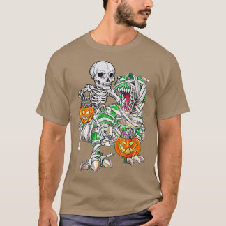 スケルトン乗馬ミイラ恐竜Tレックスハロウィンおもしろい Tシャツ