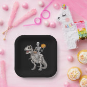 スケルトン乗馬ミイラ恐竜Tレックスハロウィン ペーパープレート (パーティー)