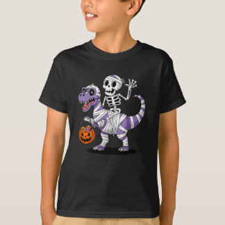 スケルトン乗馬ミイラ恐竜Tレックスハロウィン Tシャツ