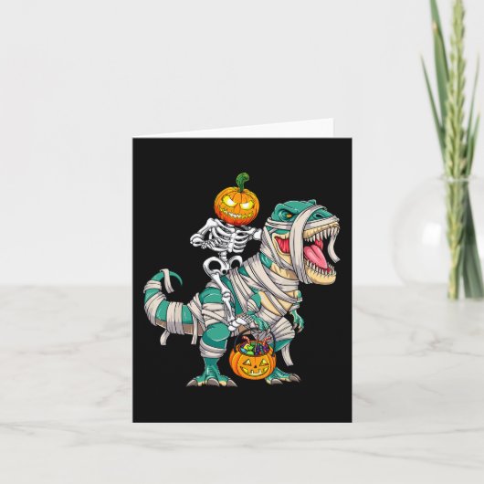 スケルトン乗馬ミイラ恐竜Tレックスハロウィーンパム カード (正面)