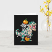 スケルトン乗馬ミイラ恐竜Tレックスハロウィーンパム カード (黄色い花)