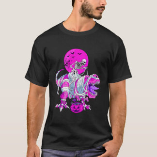 スケルトン乗馬ミイラ恐竜Tレックスリフトカボチャ Tシャツ
