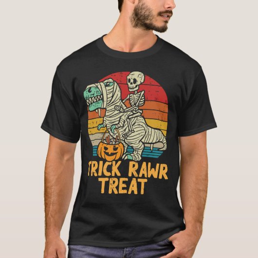 スケルトン乗馬ミイラ恐竜Tレックス Tシャツ (正面)