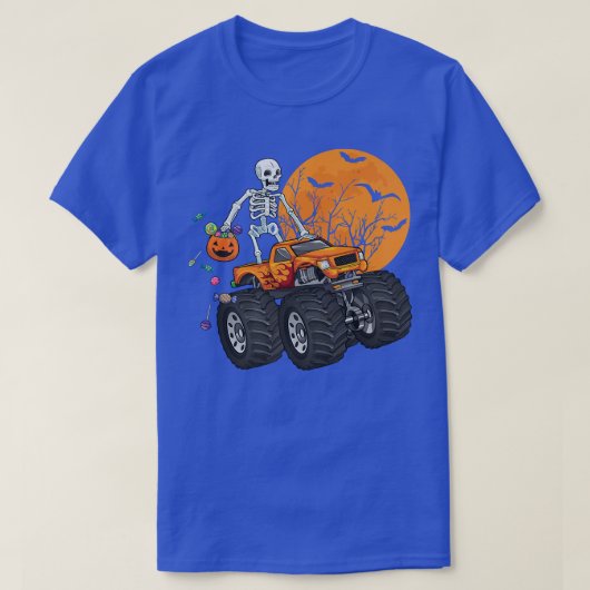 スケルトン乗馬モンスタートラックハロウィーン衣装Ma Tシャツ (デザイン正面)