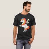 スケルトン乗馬ユニコーンかわいいおもしろいスカルハロウィン Tシャツ (正面フル)