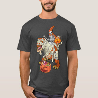 スケルトン乗馬恐竜ミイラかぼちゃハロウィーンT Tシャツ
