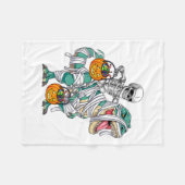 スケルトン乗馬恐竜Tレックスおもしろいキッズボーイズハロ フリースブランケット (正面(横))