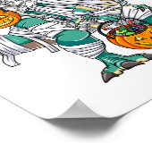 スケルトン乗馬恐竜Tレックスおもしろいキッズボーイズハロ ポスター (角)