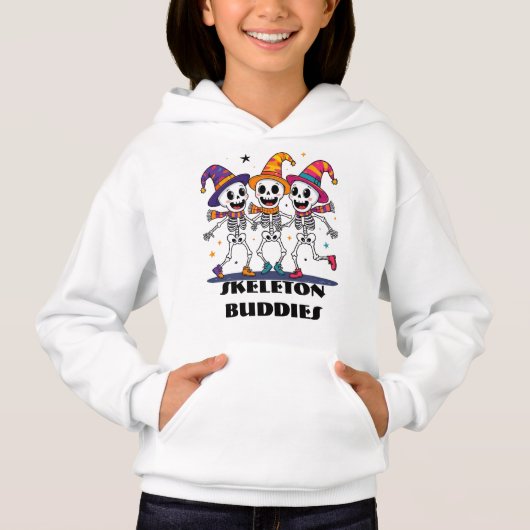 スケルトン仲間ハロウィンキッズTシャツ – かわいいダン (正面)