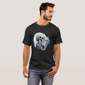 スケルトン保持キャット不気味スカルハロウィーンゴシック Tシャツ (正面フル)