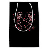 スケルトン保持ハンズバレンタインズハートデイDesig ミディアムペーパーバッグ (正面)