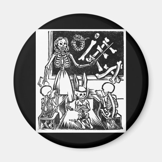スケルトン先生と学生「Day of the Dead」 マグネット (正面)