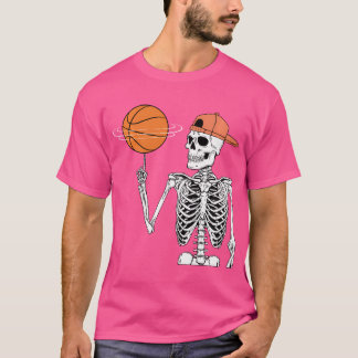 スケルトン回転バスケットボールのハロウィーン衣装の男性 Tシャツ