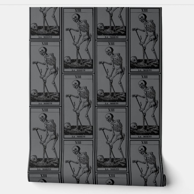 スケルトン壁紙 – ゴシック様式の装飾 – グレー – La Mort 壁紙 (ほどく)