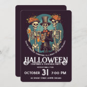 スケルトン大人ハロウィンコスチュームパーティー 招待状 (正面/裏面)