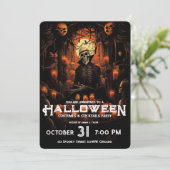 スケルトン大人ハロウィーン怖いカクテルパーティー 招待状 (スタンド正面)