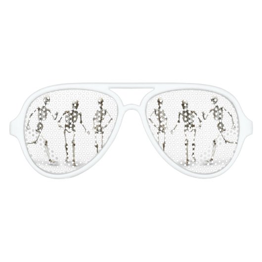 スケルトン大人用レトロパーティーシェード、白 アビエーターサングラス (正面)