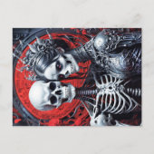 スケルトン夫妻は赤い背景で ポストカード (正面)