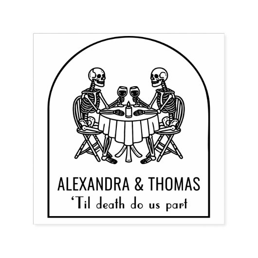 スケルトン夫婦ワインを飲み死ぬまで私たちの部分 セルフインキングスタンプ (デザイン)
