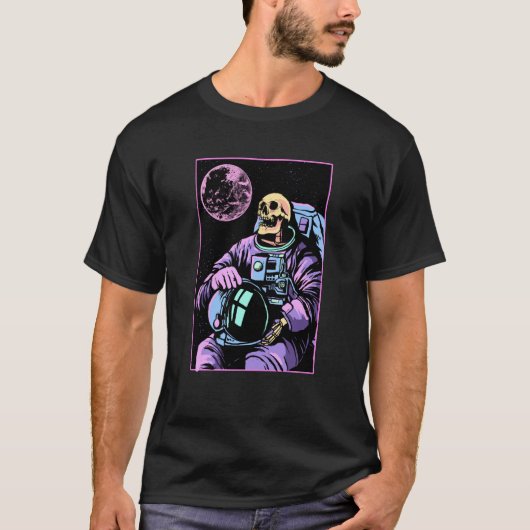 スケルトン宇宙飛行士の宇宙愛好家銀河系 Tシャツ (正面)