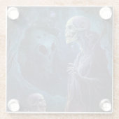 スケルトン完全に死んでいなクリーチャーのホラーアート ガラスコースター (裏面)