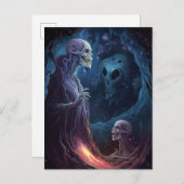 スケルトン完全に死んでいなクリーチャーのホラーアート ポストカード (正面/裏面)