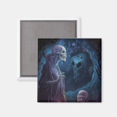 スケルトン完全に死んでいなクリーチャーのホラーアート マグネット (正面/裏面)