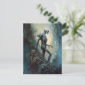 スケルトン完全に死んでいなモンスターゴシックホラーアート ポストカード (スタンド正面)