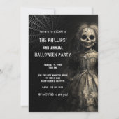 スケルトン幽霊のよく出るドールハロウィーンの衣装パーティー 招待状 (正面)