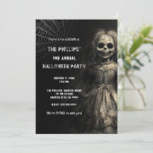 スケルトン幽霊のよく出るドールハロウィーンの衣装パーティー 招待状 (スタンド正面)