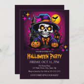 スケルトン幽霊のよく出る衣装ハローウィンパーティ 招待状 (正面/裏面)