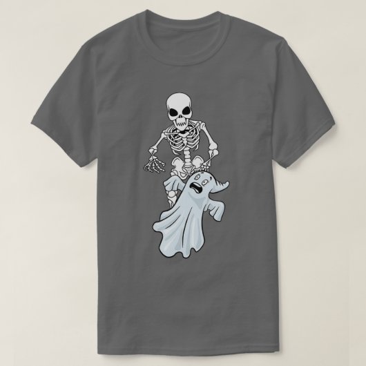 スケルトン幽霊レイジーハロウィーン衣装おもしろいスカルSp Tシャツ (デザイン正面)